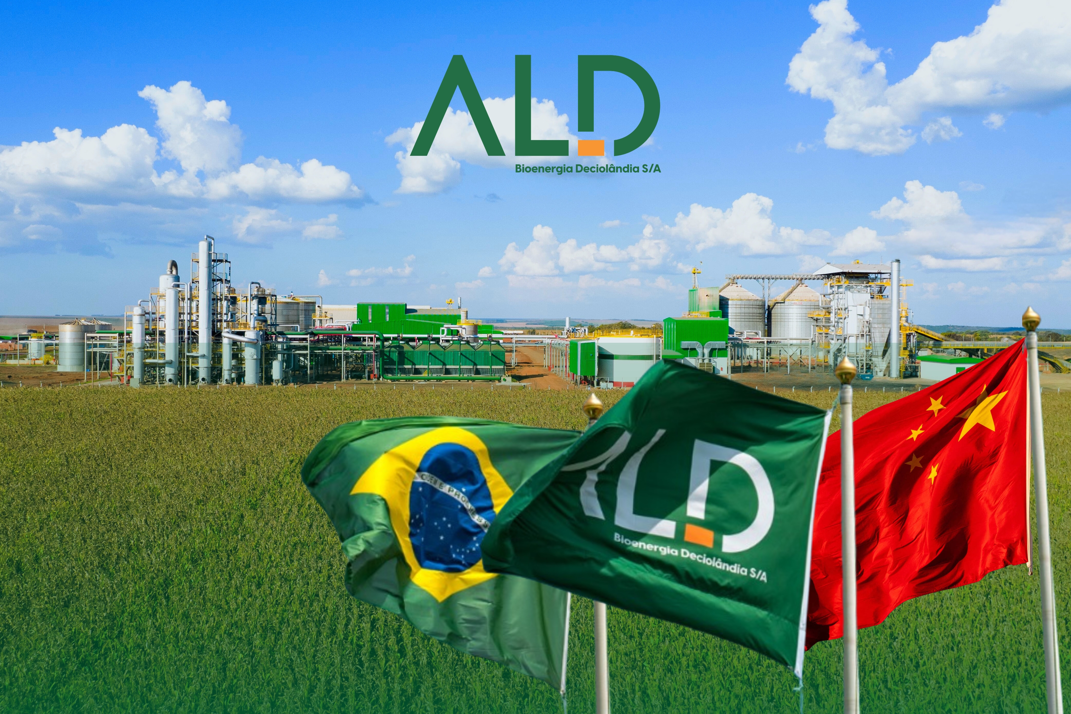 ALD Bioenergia com bandeiras do Brasil e China